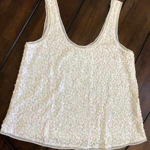 Cream Sequin Express Tank